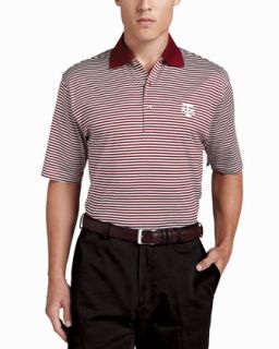 Mens Texas A&M Gameday College Shirt Polo, Striped   Peter Millar   White/Red