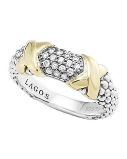 Silver & 18k Diamond Lux Ring, 6mm   Lagos   Silver/Gold (7)