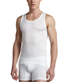 Mens Cotton Pure Tank Top, White   Hanro   White (XL)