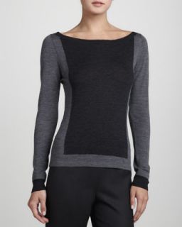 Womens Colorblock Long Sleeve Pullover   Rena Lange   Anthracite (MEDIUM)