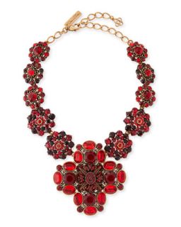 Bold Jeweled Necklace, Crimson   Oscar de la Renta   Crimson
