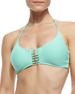 Womens Caribbean Sea Zen Halter Bikini Top   PilyQ   Sea green (SMALL)