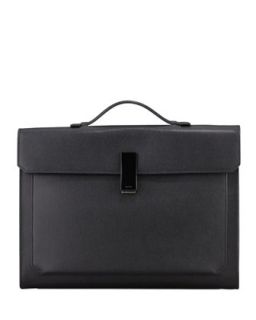 Mens Small Briefcase with Horn Closure   Tom Ford   Black