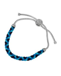 Classic Chain Silver Knot Blue Cord Bracelet   John Hardy   Blue