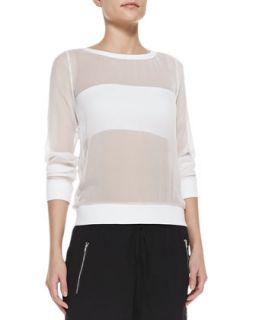 Womens Tequila Sunrise Sheer/Solid Top   Bailey 44   White (SMALL/4)