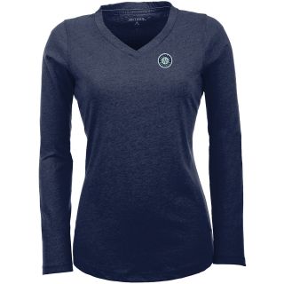 Antigua Seattle Mariners Womens Flip Long Sleeve V neck T Shirt   Size Medium,