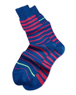 Mens Neon Stripe Socks, Navy   Paul Smith   Navy