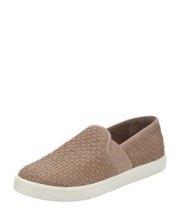 Preston Woven Leather Slip On, Taupe   Vince   Taupe (37.0B/7.0B)