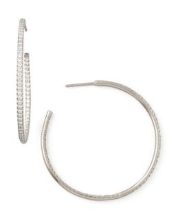 45mm White Gold Diamond Hoop Earrings, 1.4ct   Roberto Coin   White (45mm ,4ct ,
