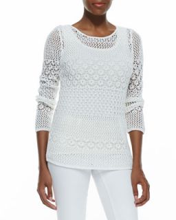 Womens Novelty Stitch Sweater   Crystal white (X LARGE/16)