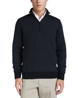 Mens Roadster Half Zip Cashmere Sweater, Navy   Loro Piana   Navy blue/Nightly