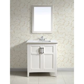Wyndenhall Salem White 30 inch Two door White Marble Top Bathroom Vanity Set White Size Single Vanities