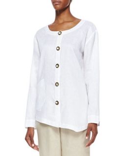 Linen Asymmetric Shirt, Womens   Go Silk   Sesame (3X (24))
