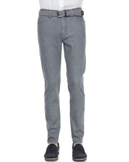 Mens Five Pocket Slim Fit Jeans, Gray   Ermenegildo Zegna   Dark gray (34)