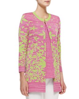 Multi Leaf Long Jacket, Womens   Misook   Multi (pink green (3X (24W+))