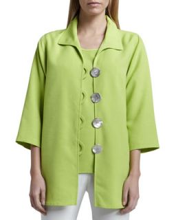 Womens Shantung Big Button Shirt, Petite   Caroline Rose   Lime (PS (8))