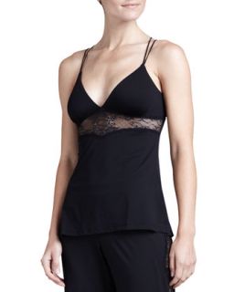 Womens Ace of Hearts Lace Inset Camisole   Cosabella   Black (LARGE)