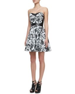 Womens Laughing Skull Strapless Leather Inset Dress   Milly   Multi (8)