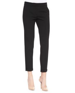 Womens Skinny Ankle Pants with Cuffed Hem, Black   DKNY   Black (10)