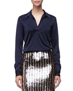 Womens Satin Popover Blouse   Marc Jacobs   Navy (6)