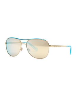 dusty aviator polarized sunglasses, gold/blue   kate spade new york   Gold