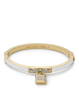Pave Padlock Hinge Bracelet, Golden/White   Michael Kors   Gold/White