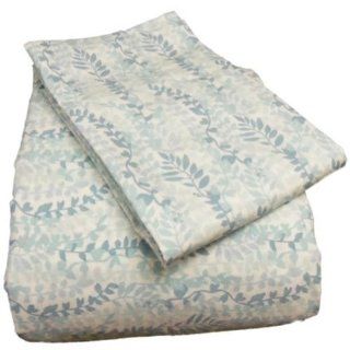 Martha Stewart Garden Cascade 200T Vines (White/Aqua) King Sheet Set   Pillowcase And Sheet Sets