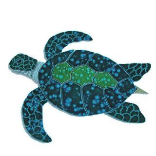 Ceramic Green Sea Turtle Large Left Mosaic  In Ground Swimming Pools  Patio, Lawn & Garden