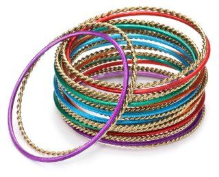 Leslie Danzis "Pali" Multi Colored Set Of 18 Stacking Bangles Bangle Bracelets Jewelry