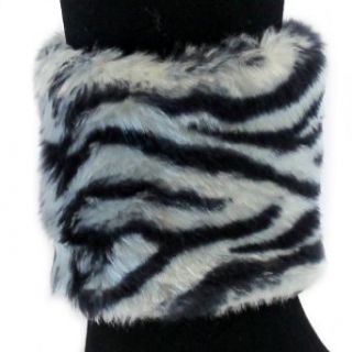 Luxury Divas Zebra Print Faux Fur Ultra Plush Leg Warmer Boot Cuff