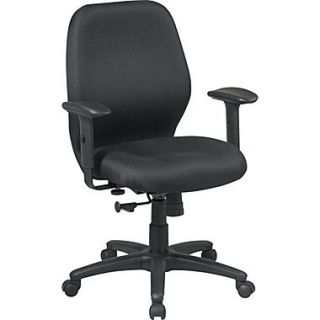 Office Star Fabric Manager Chair with Adjustable PU Padded Arm, Black Fabric Seat