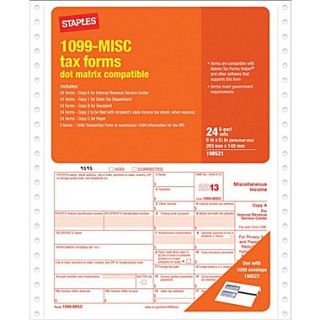 2013 Tax Forms, 1099 Misc Continuous Form, 24/PK