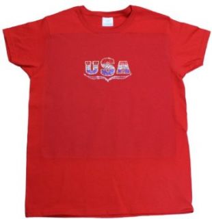 A+ Images, Inc. USA Patriotic Rhinestone T Shirt Clothing
