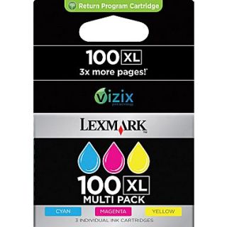 Lexmark 100XL Color Return Program Ink Cartridges (14N0684), High Yield 3/Pack
