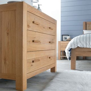 Washed oak Lyon chest of three drawers