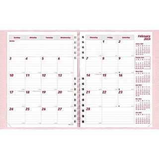 2014 Brownline CoilPro Monthly Planner, 14 months (Dec Jan), Hard Pink Cover with Pink Ribbon, 8 7/8 x 7 1/8