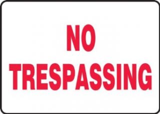 Accuform Signs MATR521VA Aluminum Safety Sign, Legend "NO TRESPASSING", 10" Length x 14" Width x 0.040" Thickness, Red on White Industrial Warning Signs