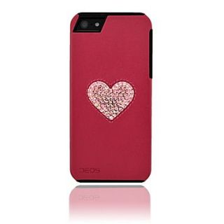 Deos SWAROVSKI Leather Case With Light Rose Crystal Heart For iPhone 5, Pink