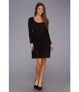 French Connection Pleated Jersey Lace 71arl Dress Black