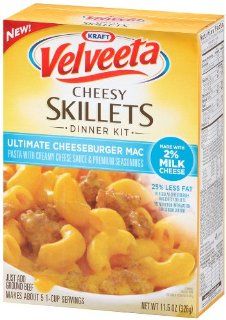 Kraft, Velveeta, Cheesy Skillets, Ultimate Cheeseburger Mac, Made with 2% Milk Cheese, 25% Less Fat, 11.5oz Box (Pack of 6)  Food Household Supplies Beverages Beauty Health Care  Grocery & Gourmet Food