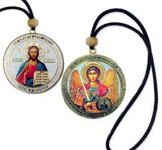 Designer Inspired Icon Reversable St Michael the Archangel & Jesus Christ Icon with Rope Chain. Michael the Archangel Is Known for Protection As Well As the Patron of Against Danger At Sea, Against Temptations, Ambulance Drivers, Artists, Bakers, Banke
