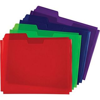 Globe Weis Poly File Folder Pockets, Letter, Assorted, 5/Pack