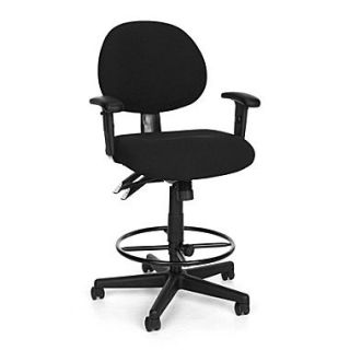 OFM™ Fabric 24 Hour Computer Task Chair With Arms & Drafting Kit, Black