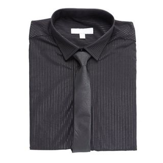 bluezoo Black tonic striped shirt and tie set
