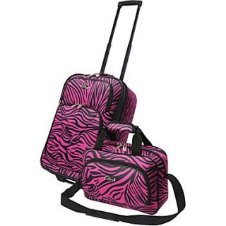 U.S. Traveler US7402 Fashion 2 Piece Carry On Luggage Set, Pink Zebra