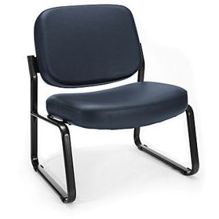 OFM Big and Tall Vinyl Armless Guest/Reception Chair, Navy
