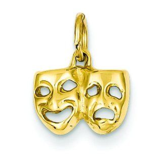 14K Gold Comedy & Tragedy Charm Smile Now Cry Later Clasp Style Charms Jewelry