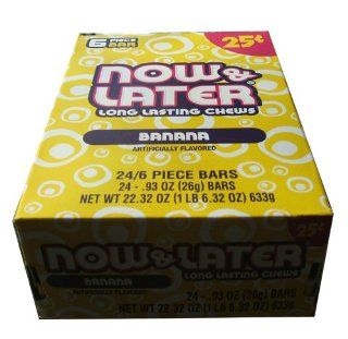 Now and Later Banana Flavored Candy Twenty Four 6 piece Bars  Taffy Candy  Grocery & Gourmet Food