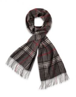 VB Scarf, classic   virgin wool & cashmere   anthracite checked   fringed Clothing