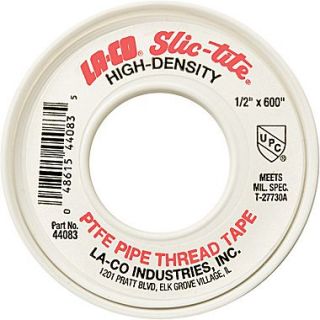 LA CO Slic Tite 600 in (L) x 4 mil (T) White Premium Grade Thread Tape, 1/2 in (W)